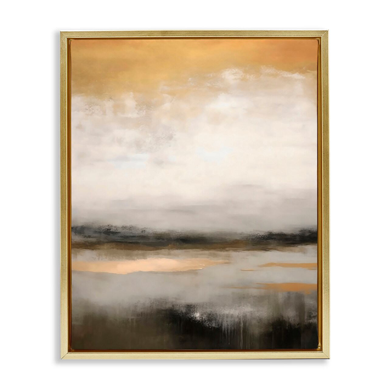 Stupell Industries Dreamy Neutral Abstract Landscape Black Framed Floater Canvas Wall Art, design by Creative Studio